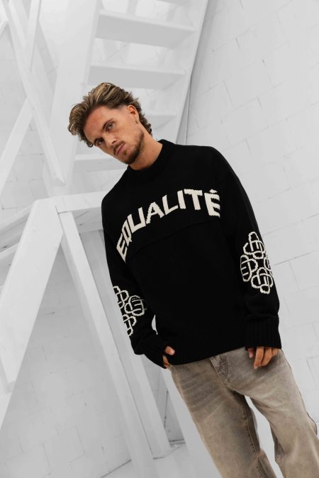 Equalité Ava Knit Oversized Sweater Heren Zwart - Maat L - Kleur: Gebroken WitZwart | Soccerfanshop