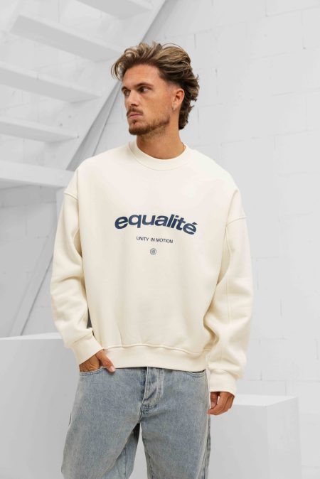 Equalité Celeste Oversized Sweater Heren Gebroken Wit - Maat XL - Kleur: DonkerblauwGebroken Wit | Soccerfanshop