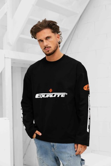 Equalité Adrenaline Longsleeve T-Shirt Heren Zwart/Oranje - Maat XL - Kleur: Zwart | Soccerfanshop