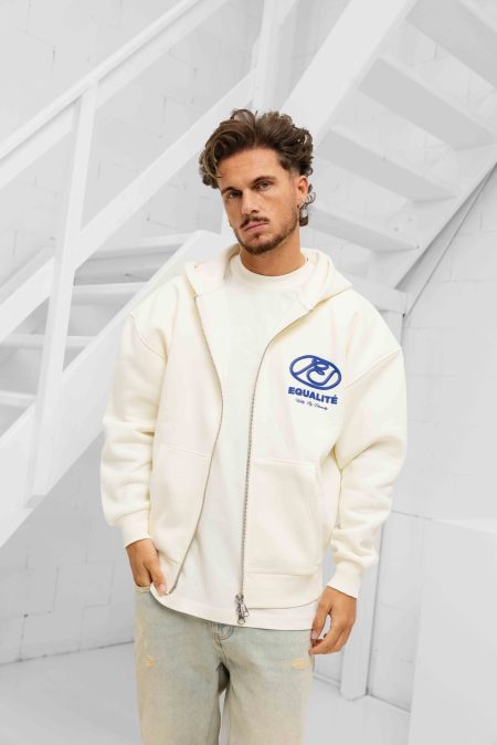 Equalité Arid Oversized Full Zip Hoodie Heren Gebroken Wit/Blauw - Maat M - Kleur: Gebroken WitBlauw | Soccerfanshop