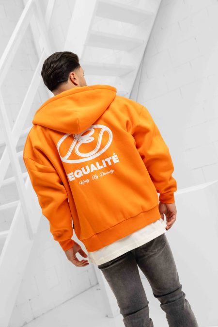 Equalité Arid Oversized Full Zip Hoodie Heren Oranje - Maat M - Kleur: WitOranje | Soccerfanshop