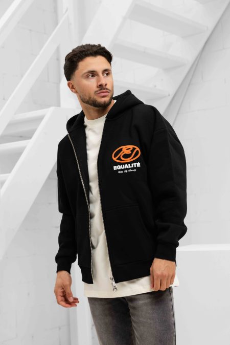Equalité Arid Oversized Full Zip Hoodie Heren Zwart/Oranje - Maat XXL - Kleur: ZwartOranje | Soccerfanshop