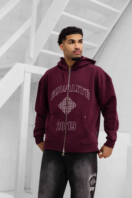 Equalité Isa Oversized Full Zip Hoodie Heren Donkerrood - Maat XS - Kleur: Donkerrood | Soccerfanshop