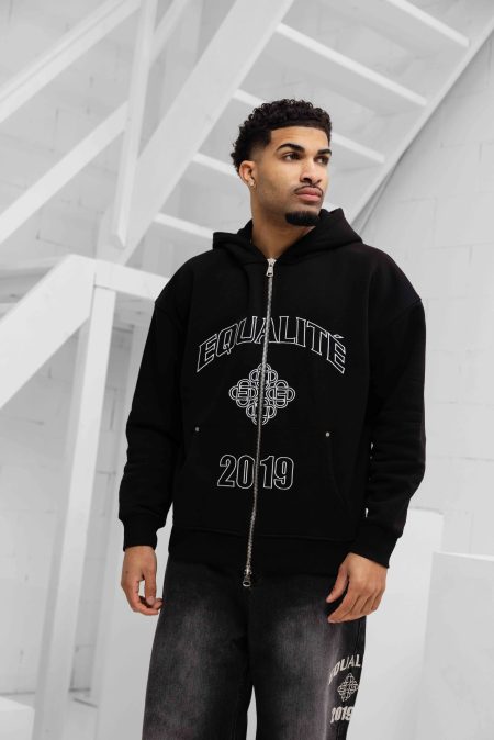 Equalité Isa Oversized Full Zip Hoodie Heren Zwart - Maat XXL - Kleur: WitZwart | Soccerfanshop