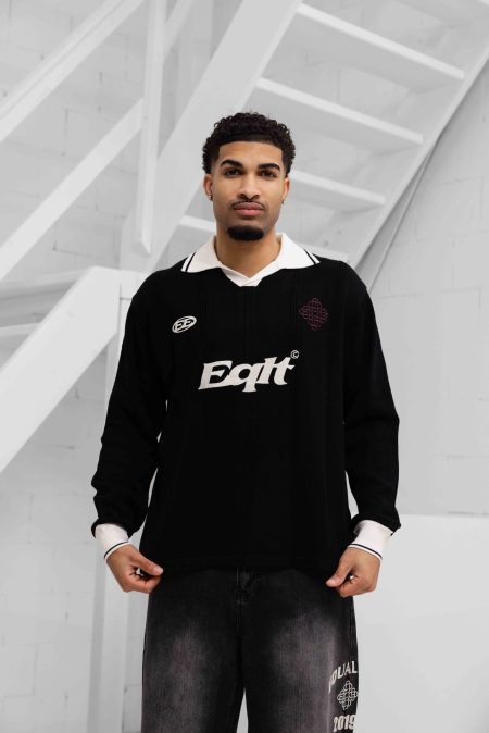 Equalité Knit Jersey Longsleeve Polo Heren Zwart - Maat XS - Kleur: Zwart | Soccerfanshop