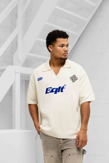 Equalité Knit Polo Heren Gebroken Wit - Maat XL - Kleur: Gebroken WitBlauw | Soccerfanshop