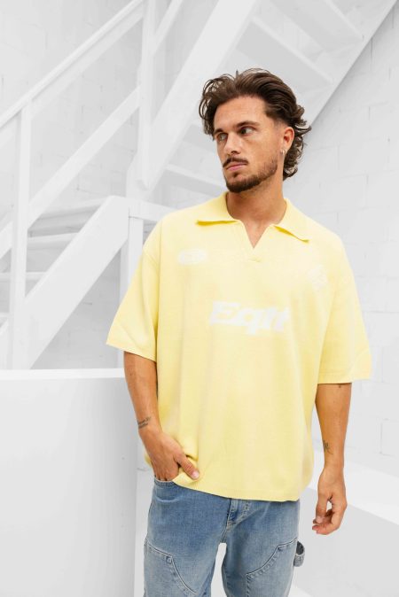 Equalité Knit Polo Heren Geel - Maat M - Kleur: WitGeel | Soccerfanshop
