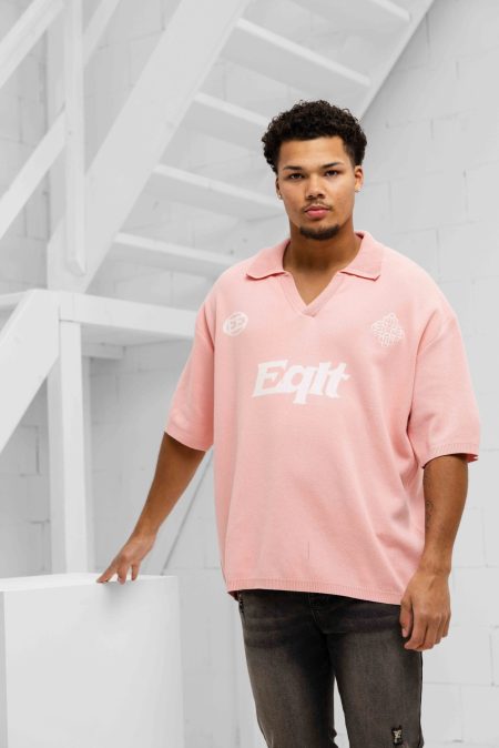 Equalité Knit Polo Heren Roze - Maat L - Kleur: WitRoze | Soccerfanshop