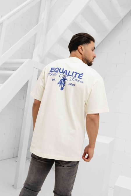 Equalité Levana Oversized T-Shirt Heren Gebroken Wit/Blue - Maat XXS - Kleur: Gebroken WitBlauw | Soccerfanshop