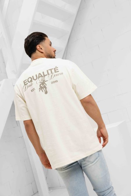 Equalité Levana Oversized T-Shirt Heren Gebroken Wit/Lichtbruin - Maat M - Kleur: Gebroken WitTaupe | Soccerfanshop