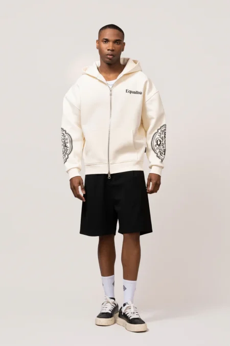 Equalité Mae Painting Oversized Full Zip Hoodie Heren Gebroken Wit - Maat XL - Kleur: Gebroken Wit | Soccerfanshop