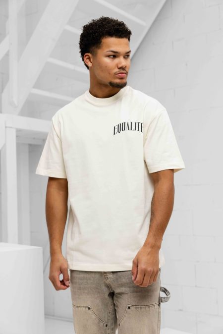 Equalité Oliver Oversized T-Shirt Heren Gebroken Wit - Maat XL - Kleur: Gebroken WitZwart | Soccerfanshop