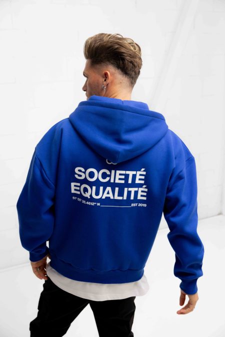 Equalité Societe Oversized Full Zip Hoodie Heren Blauw - Maat XXL - Kleur: WitBlauw | Soccerfanshop