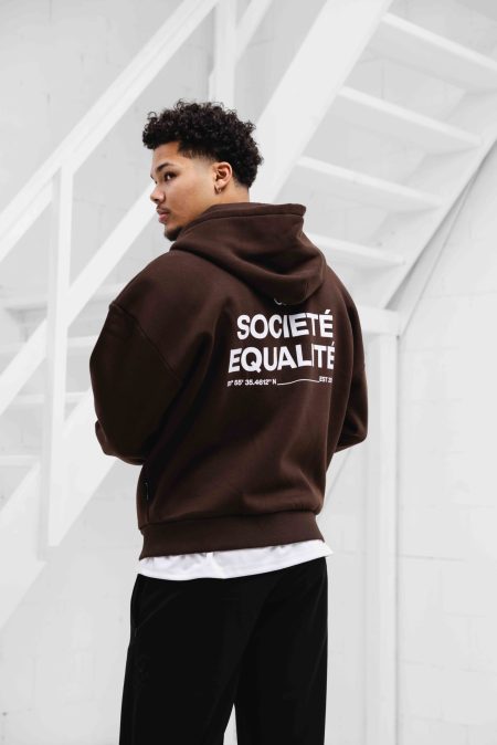 Equalité Societe Oversized Full Zip Hoodie Heren Bruin - Maat L - Kleur: WitBruin | Soccerfanshop