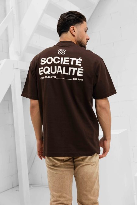 Equalité Societé T-Shirt Heren Bruin - Maat L - Kleur: Gebroken WitBruin | Soccerfanshop