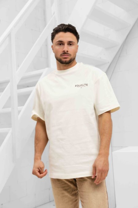 Equalité Societé T-Shirt Heren Gebroken Wit/Bruin - Maat XL - Kleur: Gebroken WitBruin | Soccerfanshop