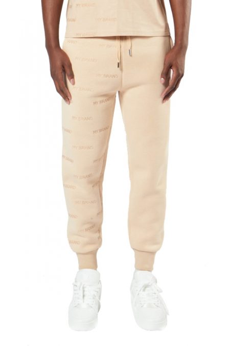 My Brand All Over Embroidery Joggingbroek Heren Beige - Maat M - Kleur: Beige | Soccerfanshop