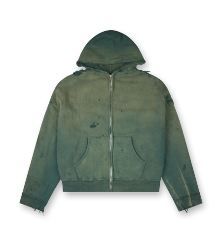 Double Face Zip Hoodie - Green - L