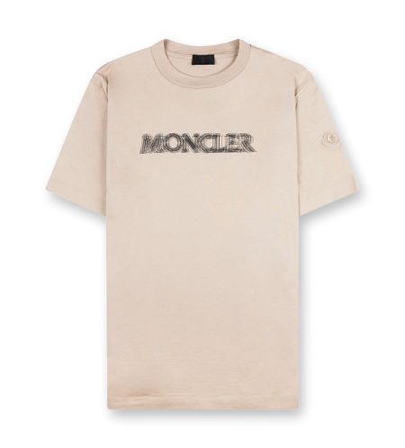 Fluted Logo T-shirt Light Beige - XL