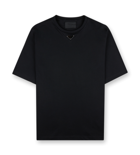 Triangle Logo Cotton T-shirt Black - S