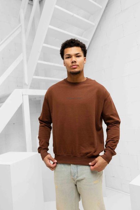 Family First Milano Basic Sweater Heren Bruin - Maat XL - Kleur: Bruin | Soccerfanshop