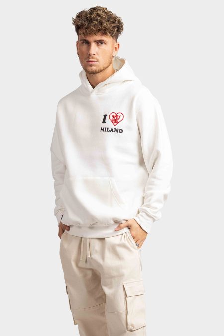 Family First Milano ''I Love Family First" Hoodie Heren Wit - Maat XXL - Kleur: Wit | Soccerfanshop