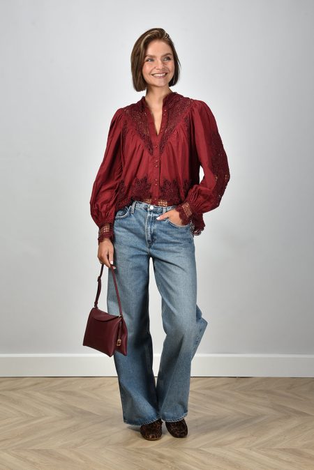 Farm Rio blouse 340369 burgundy