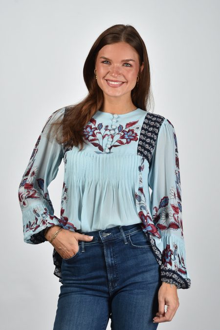 Farm Rio blouse 344584 marcelle soft blue