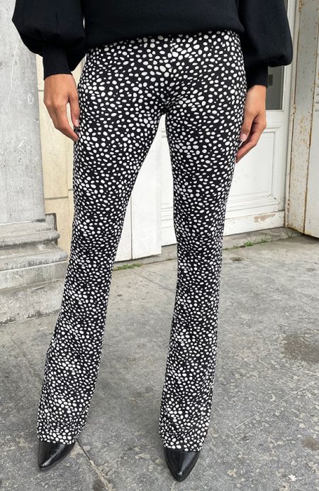 Flared Broek Cheetah Zwart Wit