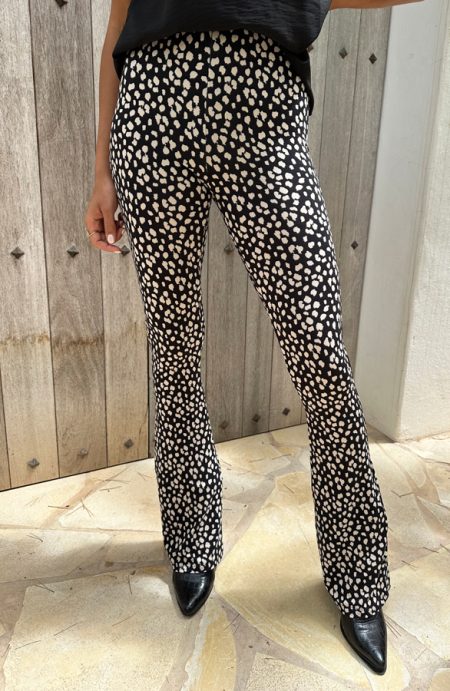 Flared Broek Panterprint Zwart 2.0