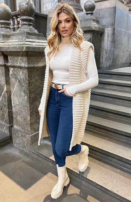 Gebreid Maxi Gilet Beige