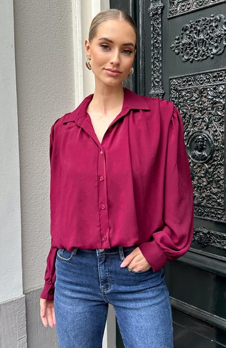 Gedrapeerde Cropped Blouse Burgundy