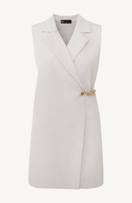 Gilet Jurk Met Gouden Detail Beige