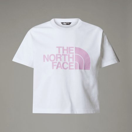 The North Face Cropped Easy T-shirt Voor Meisjes Tnf White-cyber Pink female