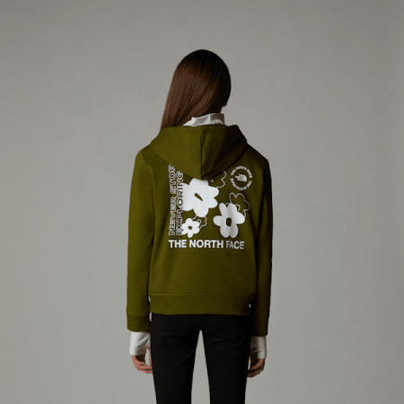 The North Face Relaxte Flower Graphic-hoodie Voor Meisjes Forest Olive female