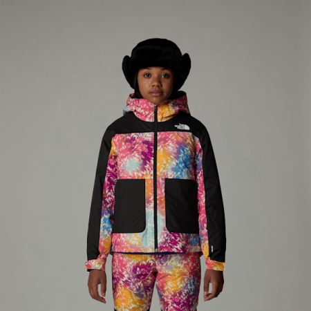 The North Face Freedom-geïsoleerde Jas Voor Meisjes Radiant Poppy Blowing Wind Print female