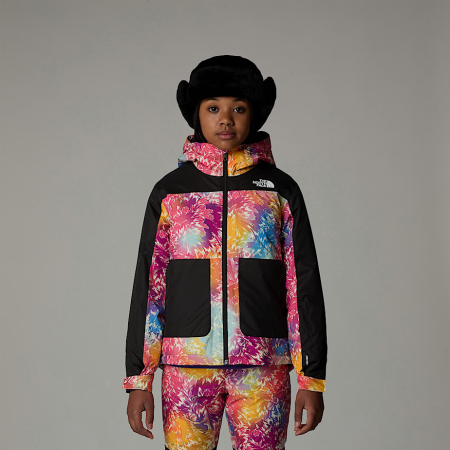 The North Face Freedom-geïsoleerde Jas Voor Meisjes Radiant Poppy Blowing Wind Print female