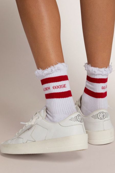 Golden Goose sokken GUP00883.P000487.81238 Old White/Tango Red