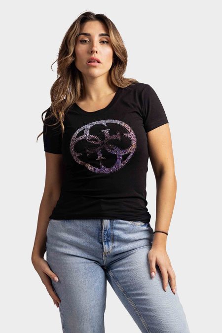 Guess 4G Logo T-Shirt Dames Zwart - Maat XS - Kleur: Zwart | Soccerfanshop