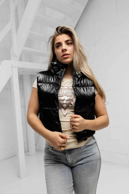 Guess Chris Sleeveless Puffer Jas Dames Zwart - Maat L - Kleur: Zwart | Soccerfanshop