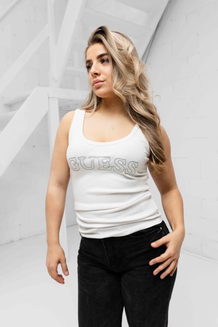 Guess Embellished Logo Hemd Dames Wit - Maat M - Kleur: Wit | Soccerfanshop