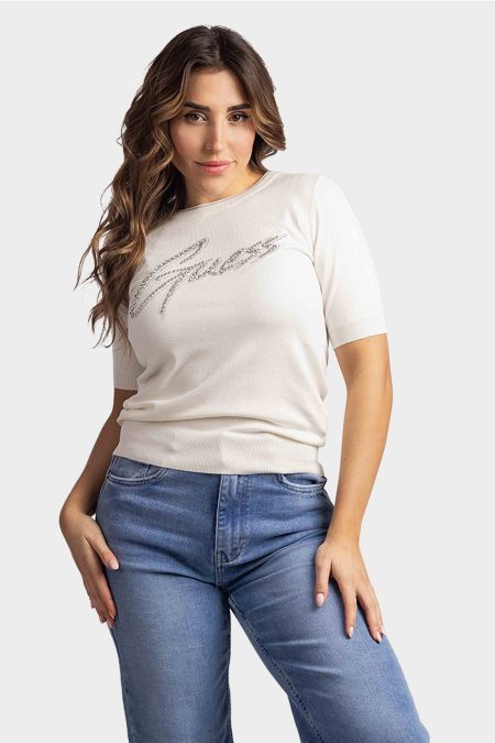 Guess Grace Logo Sweatertop Dames Crème - Maat XS - Kleur: Beige | Soccerfanshop