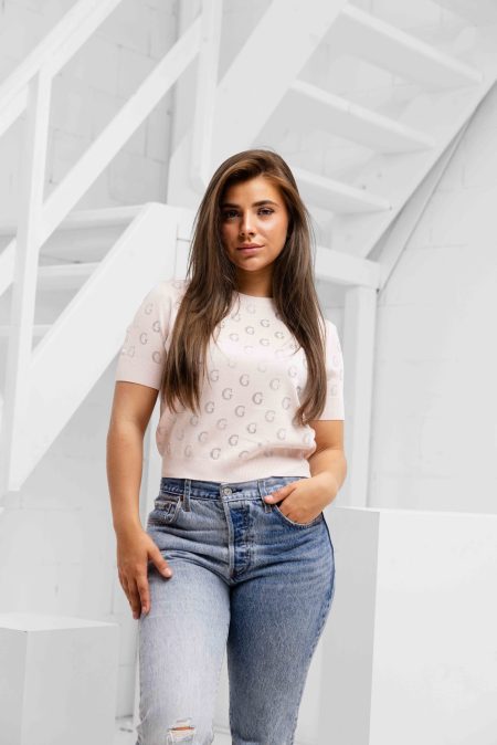 Guess Jasmine Cropped Trui Dames Roze - Maat XS - Kleur: Roze | Soccerfanshop