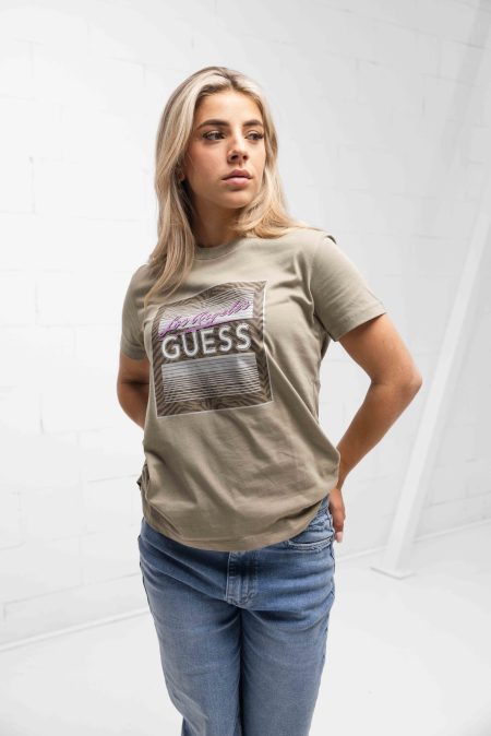 Guess LA T-Shirt Dames Donkergroen - Maat XL - Kleur: Donkergroen | Soccerfanshop