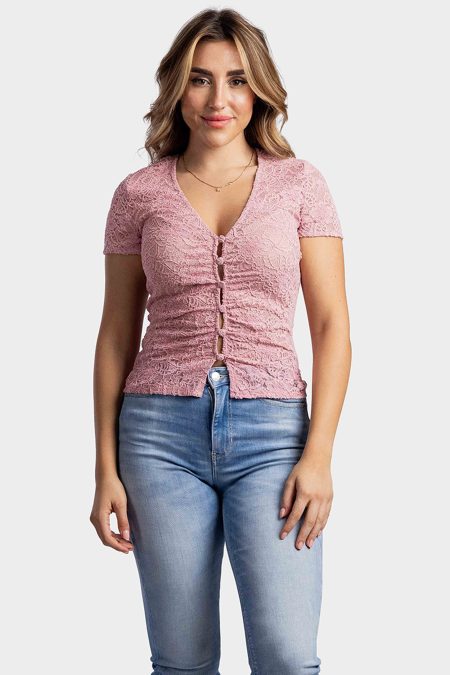 Guess Lace Top Dames Roze - Maat L - Kleur: Roze | Soccerfanshop
