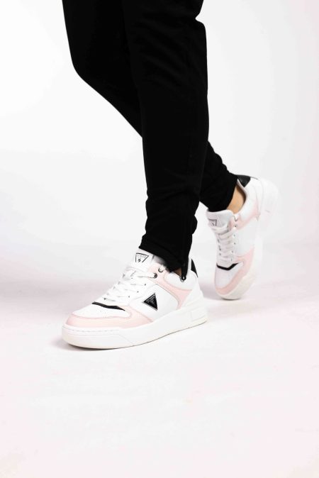 Guess Lace Up Sneakers Dames Wit/Roze - Maat 39 - Kleur: WitRoze | Soccerfanshop