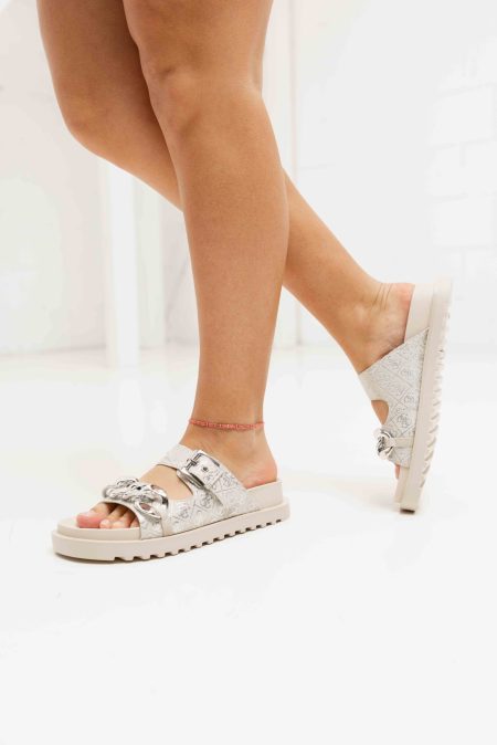 Guess Logo Sandalen Dames Beige - Maat 40 - Kleur: Beige | Soccerfanshop