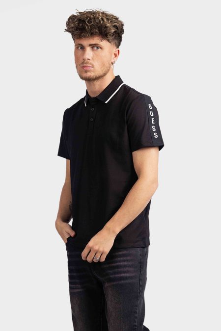 Guess Paul Pique Tape Polo Heren Zwart - Maat L - Kleur: Zwart | Soccerfanshop