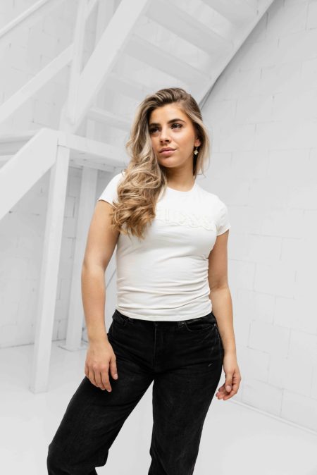 Guess Pony Hair Logo T-Shirt Dames Wit - Maat M - Kleur: Wit | Soccerfanshop