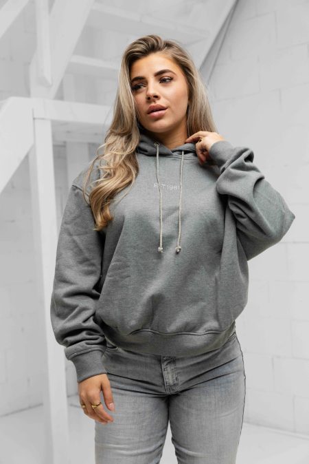Guess Shiny Cord Hoodie Dames Grijs - Maat XL - Kleur: Grijs | Soccerfanshop